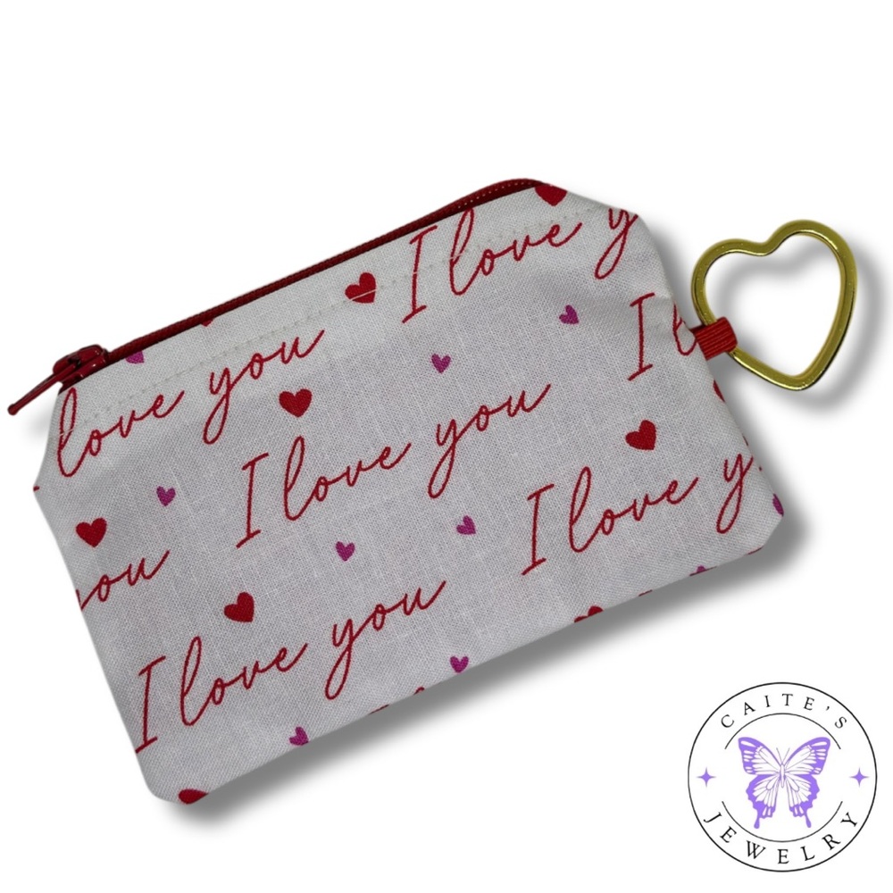 Handmade Coin Purse with an “I Love You” Fabric